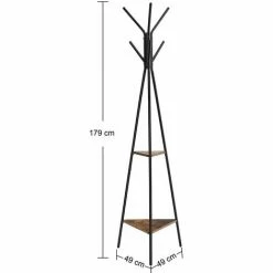 SONGMICS Porte-Manteau Sur Pieds Au Style Rustique, Portant, Meuble D’entrée, Style Industriel, Avec 2 étagères, Pour Vêtements, Chapeaux, Sacs, Noir Et Vintage, RCR16BX - Vintage, Noir -SONGMICS Soldes 10327238 5