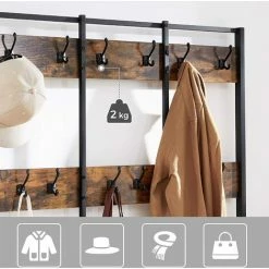 VASAGLE Grand Porte-manteaux De Style Industriel, Avec Banc à Chaussures, Meuble D’entrée, Vestiaire, 12 Crochets, Étagère à Chaussures, Armature En Fer Rigide, Capacité De Charge 100kg, Par SONGMICS HSR86BX -SONGMICS Soldes 10708665 4