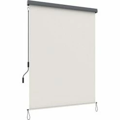 SONGMICS 1.4 X 2.5m Store Vertical Pour Balcon Terrasse Avec Coffre Gris Inérieur Ou Extérieur Paravent Pare-Soleil Brise-Vue Imperméable Toile En Beige GSA145BE - Beige