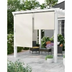 SONGMICS 1.4 X 2.5m Store Vertical Pour Balcon Terrasse Avec Coffre Gris Inérieur Ou Extérieur Paravent Pare-Soleil Brise-Vue Imperméable Toile En Beige GSA145BE - Beige -SONGMICS Soldes 11295117 3