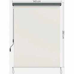 SONGMICS 1.4 X 2.5m Store Vertical Pour Balcon Terrasse Avec Coffre Gris Inérieur Ou Extérieur Paravent Pare-Soleil Brise-Vue Imperméable Toile En Beige GSA145BE - Beige -SONGMICS Soldes 11295117 5