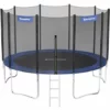 SONGMICS Trampoline Extérieur, Diamètre 427cm, TÜV Rheinland GS Certifica, Équipement Jardin, Avec Échelle, Filet De Protection, Poteaux Recouverts, Noir Et Bleu STR144 - Bleu