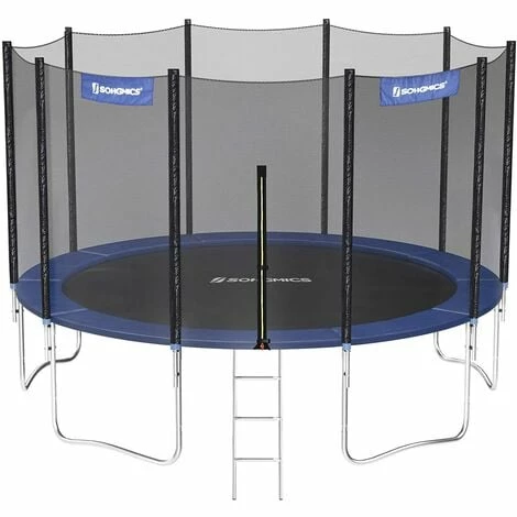 SONGMICS Trampoline Extérieur, Diamètre 427cm, TÜV Rheinland GS Certifica, Équipement Jardin, Avec Échelle, Filet De Protection, Poteaux Recouverts, Noir Et Bleu STR144 - Bleu 3 SONGMICS Trampoline Extérieur, Diamètre 427cm, TÜV Rheinland GS Certifica, Équipement Jardin, Avec Échelle, Filet De Protection, Poteaux Recouverts, Noir Et Bleu STR144 - Bleu