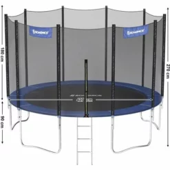 SONGMICS Trampoline Extérieur, Diamètre 427cm, TÜV Rheinland GS Certifica, Équipement Jardin, Avec Échelle, Filet De Protection, Poteaux Recouverts, Noir Et Bleu STR144 - Bleu 11 SONGMICS Trampoline Extérieur, Diamètre 427cm, TÜV Rheinland GS Certifica, Équipement Jardin, Avec Échelle, Filet De Protection, Poteaux Recouverts, Noir Et Bleu STR144 - Bleu -SONGMICS Soldes 11336692 5