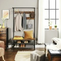 VASAGLE Vestiaire De Style Industriel, Porte-Manteau, Meuble D’entrée, Avec Étagère à Chaussures, 9 Crochets, Multifonction, Armature Métallique Stable, Brun Rustique Par SONGMICS HSR47BX - Noir, Bois Vintage 9 VASAGLE Vestiaire De Style Industriel, Porte-Manteau, Meuble D’entrée, Avec Étagère à Chaussures, 9 Crochets, Multifonction, Armature Métallique Stable, Brun Rustique Par SONGMICS HSR47BX - Noir, Bois Vintage -SONGMICS Soldes 11644547 3