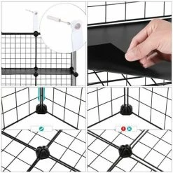 SONGMICS 16 Cubes De Rangement En Treillis Metallique, Placard, Armoire Avec Étageres Modulaires, Noir LPI44H - Noir -SONGMICS Soldes 11756891 4