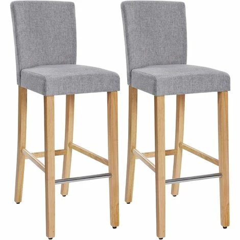 SONGMICS Lot De 2 Tabourets De Bar, Avec Dossier Et Repose-Pieds, Chaise Haute Et Rembourrée, Surface En Lin, Hauteur D’Assise De 76 Cm, Pieds En Bois Massif, Gris Clair Et Couleur Naturel LDC31GYX 3 SONGMICS Lot De 2 Tabourets De Bar, Avec Dossier Et Repose-Pieds, Chaise Haute Et Rembourrée, Surface En Lin, Hauteur D’Assise De 76 Cm, Pieds En Bois Massif, Gris Clair Et Couleur Naturel LDC31GYX