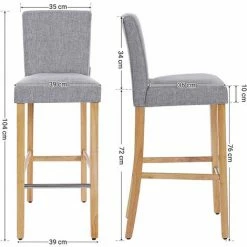 SONGMICS Lot De 2 Tabourets De Bar, Avec Dossier Et Repose-Pieds, Chaise Haute Et Rembourrée, Surface En Lin, Hauteur D’Assise De 76 Cm, Pieds En Bois Massif, Gris Clair Et Couleur Naturel LDC31GYX 11 SONGMICS Lot De 2 Tabourets De Bar, Avec Dossier Et Repose-Pieds, Chaise Haute Et Rembourrée, Surface En Lin, Hauteur D’Assise De 76 Cm, Pieds En Bois Massif, Gris Clair Et Couleur Naturel LDC31GYX -SONGMICS Soldes 13218460 5