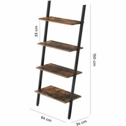 VASAGLE Étagère échelle De Style Industriel, Bibliothèque, Meuble De Rangement à 4 Niveaux, Étagère Inclinée, Pour Salon, Cuisine, Bureau, Armature En Fer, Stable, Brun Noir Rustique Par SONGMICS LLS43BX - Vintage, Noir -SONGMICS Soldes 14352240 5
