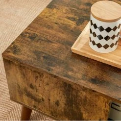 VASAGLE Table Basse Rustique, Table De Salon, Bout De Canapé, Style Moderne Du Milieu Du Siècle, Avec Étagère De Rangement, Pour Salon, Salle De Réception, Montage Facile, Brun Par SONGMICS LCT09BX -SONGMICS Soldes 14352243 4