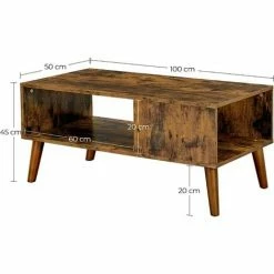 VASAGLE Table Basse Rustique, Table De Salon, Bout De Canapé, Style Moderne Du Milieu Du Siècle, Avec Étagère De Rangement, Pour Salon, Salle De Réception, Montage Facile, Brun Par SONGMICS LCT09BX -SONGMICS Soldes 14352243 5