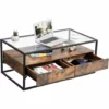 VASAGLE Table Basse De Style Industriel, Plateau En Verre Trempé, 2 Tiroirs, Tablette Rustique, Table De Salon Décorative, Armature En Fer Rigide Par SONGMICS LCT31BX 2 VASAGLE Table Basse De Style Industriel, Plateau En Verre Trempé, 2 Tiroirs, Tablette Rustique, Table De Salon Décorative, Armature En Fer Rigide Par SONGMICS LCT31BX -SONGMICS Soldes 14352255 1
