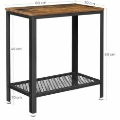 VASAGLE Table D'appoint, Table De Chevet, Style Industriel, Montage Facile, Gain De Place, Avec Étagère En Treillis, Pour Salon, Chambre, Couloir, 60 X 30 X 60 Cm, Étroit, Fer, Vintage Par SONGMICS LET31BX -SONGMICS Soldes 14352269 5