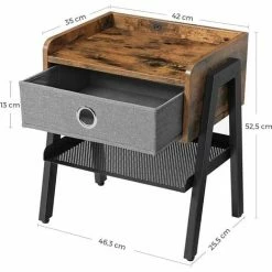 VASAGLE Table De Chevet, Table D'Appoint De Style Industriel, Avec Tiroir En Tissu Non-tissé, Montage Facile, Armature Métallique, Pour Salon, Chambre, Couloir, Bureau, Rétro Par SONGMICS LET64X -SONGMICS Soldes 14352276 5