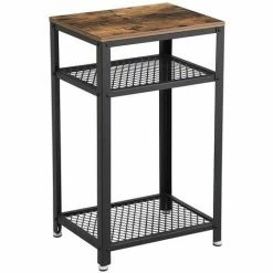 VASAGLE Table D'appoint Vintage, Table De Chevet, Bout De Canapé, Avec Casier Ouvert Et Étagère En Treillis, Pour Salon Et Bureau, Armature Métallique Stable Par SONGMICS LET75BX