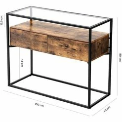 VASAGLE Table De Console De Style Industriel, Table D'entrée Plateau En Verre Trempé, Table De Canapé 2 Tiroirs, Table D'appoint Décorative, Pour Couloir, Entrée Par SONGMICS LNT11BX 11 VASAGLE Table De Console De Style Industriel, Table D'entrée Plateau En Verre Trempé, Table De Canapé 2 Tiroirs, Table D'appoint Décorative, Pour Couloir, Entrée Par SONGMICS LNT11BX -SONGMICS Soldes 14352281 5