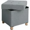 SONGMICS Repose-Pieds, Coffre De Rangement, Tabouret, Pieds En Bois Massif, Avec Couvercle 38 X 38 X 40cm Gris Clair LSF14GYX -SONGMICS Soldes 14352286 1