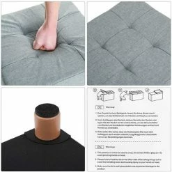 SONGMICS Repose-Pieds, Coffre De Rangement, Tabouret, Pieds En Bois Massif, Avec Couvercle 38 X 38 X 40cm Gris Clair LSF14GYX -SONGMICS Soldes 14352286 4