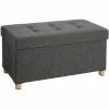 SONGMICS Banc De Rangement, Tabouret Rembourré Pliable, Coffre Avec Couvercle, Pieds En Bois Massif, Gain De Place, Volume 65L, Capacité De Charge 300 Kg, Pour Chambre, Couloir, Gris Foncé LSF16GYZ -SONGMICS Soldes 14352291 1