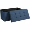 SONGMICS Banc De Rangement, Coffre Avec Couvercle, Grand Pouf Pliable, Chambre, Entrée, Gain D'espace, Volume De 80 L, Charge Max De 300kg, Rembourrage, Bleu Foncé LSF47IN -SONGMICS Soldes 14352296 1