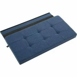 SONGMICS Banc De Rangement, Coffre Avec Couvercle, Grand Pouf Pliable, Chambre, Entrée, Gain D'espace, Volume De 80 L, Charge Max De 300kg, Rembourrage, Bleu Foncé LSF47IN -SONGMICS Soldes 14352296 3