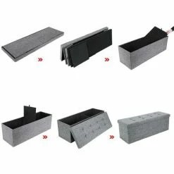 SONGMICS Banc Coffre De Rangement Pouf Pliable Grand Pour 3 Personnes Tissu En Lin 110 X 38 X 38 Cm LSF77G 10 SONGMICS Banc Coffre De Rangement Pouf Pliable Grand Pour 3 Personnes Tissu En Lin 110 X 38 X 38 Cm LSF77G -SONGMICS Soldes 14352300 4