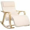 SONGMICS Fauteuil à Bascule, Fauteuil Berçant En Bois, Avec Repose-Pied Réglable 5 Niveaux, Housse Amovible Lavable, Charge Max 150 Kg, Dimensions 67 X 125 X 91 Cm, Beige LYY41M -SONGMICS Soldes 14352316 1