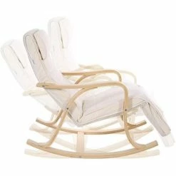 SONGMICS Fauteuil à Bascule, Fauteuil Berçant En Bois, Avec Repose-Pied Réglable 5 Niveaux, Housse Amovible Lavable, Charge Max 150 Kg, Dimensions 67 X 125 X 91 Cm, Beige LYY41M -SONGMICS Soldes 14352316 3