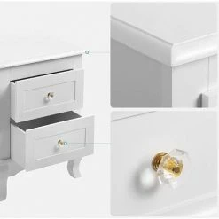 SONGMICS Table De Chevet, Lot De 2, Table De Nuit, Avec 2 Tiroirs, Style Baroque, MDF, Blanc RDN012 - Blanc 10 SONGMICS Table De Chevet, Lot De 2, Table De Nuit, Avec 2 Tiroirs, Style Baroque, MDF, Blanc RDN012 - Blanc -SONGMICS Soldes 14352362 4