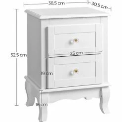 SONGMICS Table De Chevet, Lot De 2, Table De Nuit, Avec 2 Tiroirs, Style Baroque, MDF, Blanc RDN012 - Blanc 11 SONGMICS Table De Chevet, Lot De 2, Table De Nuit, Avec 2 Tiroirs, Style Baroque, MDF, Blanc RDN012 - Blanc -SONGMICS Soldes 14352362 5