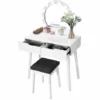 SONGMICS VASAGLE Coiffeuse Avec Miroir Et Ampoules Pour Maquillage, 80 X 40 X 130,5 Cm, Tabouret, 2 Grand Tiroirs, Couleur Blanche RDT11WL 1 SONGMICS VASAGLE Coiffeuse Avec Miroir Et Ampoules Pour Maquillage, 80 X 40 X 130,5 Cm, Tabouret, 2 Grand Tiroirs, Couleur Blanche RDT11WL -SONGMICS Soldes 14352369 1