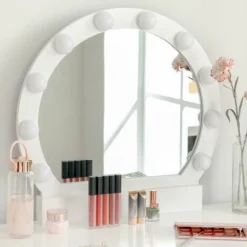 SONGMICS VASAGLE Coiffeuse Avec Miroir Et Ampoules Pour Maquillage, 80 X 40 X 130,5 Cm, Tabouret, 2 Grand Tiroirs, Couleur Blanche RDT11WL -SONGMICS Soldes 14352369 4