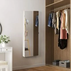 SONGMICS Armoire à Bijoux Psyché Murale Suspendu avec Serrure et miroir Blanc JBC63WV1 - Blanc -SONGMICS Soldes 15383823 3