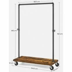 SONGMICS Portant à Vêtements Durable, Barre Supérieure Pour Une Charge Jusqu’à 90 Kg, Porte-vêtements Roulante Industriel Avec Étagère, Roulettes Verrouillables, Pour Buanderie, Épicerie, Noir HSR65BX - Noir -SONGMICS Soldes 15478320 5