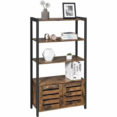 VASAGLE Bibliothèque, Meuble De Rangement, Style Industriel, Avec 3 Étagères Et 2 Portes Battantes, Pour Salon, Bureau à Domicile, Chambre, 70 X 30 X 121.5cm, Multifonctionnel, Vintage Par SONGMICS LSC75BX - Vintage 5 VASAGLE Bibliothèque, Meuble De Rangement, Style Industriel, Avec 3 Étagères Et 2 Portes Battantes, Pour Salon, Bureau à Domicile, Chambre, 70 X 30 X 121.5cm, Multifonctionnel, Vintage Par SONGMICS LSC75BX - Vintage – Image 3