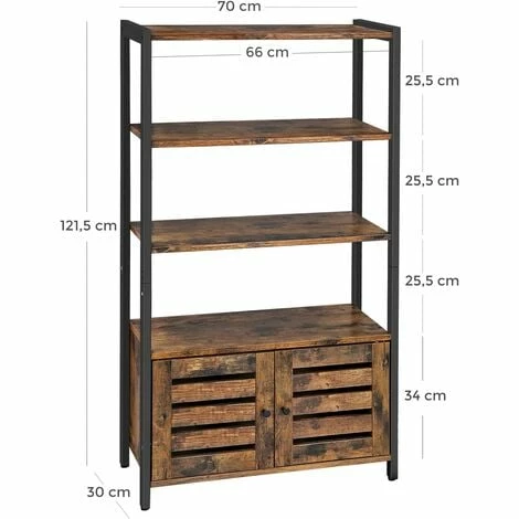 VASAGLE Bibliothèque, Meuble De Rangement, Style Industriel, Avec 3 Étagères Et 2 Portes Battantes, Pour Salon, Bureau à Domicile, Chambre, 70 X 30 X 121.5cm, Multifonctionnel, Vintage Par SONGMICS LSC75BX - Vintage 7 VASAGLE Bibliothèque, Meuble De Rangement, Style Industriel, Avec 3 Étagères Et 2 Portes Battantes, Pour Salon, Bureau à Domicile, Chambre, 70 X 30 X 121.5cm, Multifonctionnel, Vintage Par SONGMICS LSC75BX - Vintage – Image 5