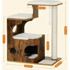 FEANDREA Arbre à Chat, Hauteur 86cm, 3 Plate-Formes Et 1 Grotte, Panneau MDF Avec Placage De Bois, Poteau En Sisal, Imitation Fourrure Lavable, Style Vintage, Brun Rustique Et Blanc Par SONGMICS PCT70HW - Brun Rustique Et Blanc -SONGMICS Soldes 15478323 5