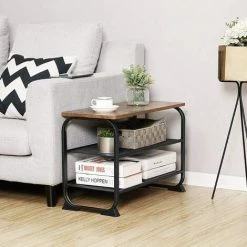 VASAGLE Banc à Chaussures De Style Industriel, Étagère à Chaussures Avec 2 Étages En Treillis, Structure En Métal, à L’Entrée, Au Salon, Stable, Gain D’Espace, Rustique Par SONGMICS LMR32BX - Vintage -SONGMICS Soldes 15579861 4