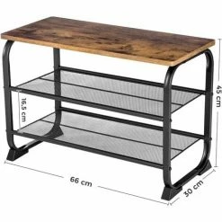 VASAGLE Banc à Chaussures De Style Industriel, Étagère à Chaussures Avec 2 Étages En Treillis, Structure En Métal, à L’Entrée, Au Salon, Stable, Gain D’Espace, Rustique Par SONGMICS LMR32BX - Vintage -SONGMICS Soldes 15579861 5
