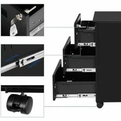 SONGMICS Caisson De Bureau Mobile, Verrouillable, Avec 3 Tiroirs, Rangement De Documents, Papeterie, Préassemblé, Pour Bureau, Bureau à Domicile, 39 X 45 X 55cm (L X L X H), Noir Mat OFC63BK 9 SONGMICS Caisson De Bureau Mobile, Verrouillable, Avec 3 Tiroirs, Rangement De Documents, Papeterie, Préassemblé, Pour Bureau, Bureau à Domicile, 39 X 45 X 55cm (L X L X H), Noir Mat OFC63BK -SONGMICS Soldes 15734252 3