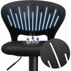 SONGMICS Tabourets De Bar, Lot De 2, Hauteur Réglable, Assise Rembourrée, Dossier En Forme De Couronne, Tissu Respirant, Pivotant, Pour Cuisine, Bar, Noir LJB04BK - Noir 9 SONGMICS Tabourets De Bar, Lot De 2, Hauteur Réglable, Assise Rembourrée, Dossier En Forme De Couronne, Tissu Respirant, Pivotant, Pour Cuisine, Bar, Noir LJB04BK - Noir -SONGMICS Soldes 15873773 3