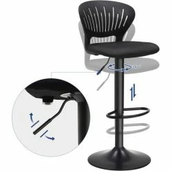 SONGMICS Tabourets De Bar, Lot De 2, Hauteur Réglable, Assise Rembourrée, Dossier En Forme De Couronne, Tissu Respirant, Pivotant, Pour Cuisine, Bar, Noir LJB04BK - Noir 10 SONGMICS Tabourets De Bar, Lot De 2, Hauteur Réglable, Assise Rembourrée, Dossier En Forme De Couronne, Tissu Respirant, Pivotant, Pour Cuisine, Bar, Noir LJB04BK - Noir -SONGMICS Soldes 15873773 4