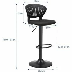 SONGMICS Tabourets De Bar, Lot De 2, Hauteur Réglable, Assise Rembourrée, Dossier En Forme De Couronne, Tissu Respirant, Pivotant, Pour Cuisine, Bar, Noir LJB04BK - Noir 11 SONGMICS Tabourets De Bar, Lot De 2, Hauteur Réglable, Assise Rembourrée, Dossier En Forme De Couronne, Tissu Respirant, Pivotant, Pour Cuisine, Bar, Noir LJB04BK - Noir -SONGMICS Soldes 15873773 5