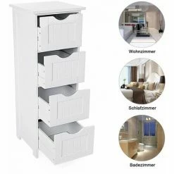 SONGMICS VASAGLE Meuble De Salle De Bain Sur Pieds, Placard De Rangement Avec 4 Tiroirs, Commode, 30 X 30 X 82 Cm, Pour Salon, Cuisine Et Couloir, Gain De Place, Blanc LHC40W -SONGMICS Soldes 15928994 3