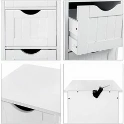 SONGMICS VASAGLE Meuble De Salle De Bain Sur Pieds, Placard De Rangement Avec 4 Tiroirs, Commode, 30 X 30 X 82 Cm, Pour Salon, Cuisine Et Couloir, Gain De Place, Blanc LHC40W -SONGMICS Soldes 15928994 4