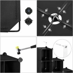 SONGMICS Armoire à Chaussures à 15 Compartiments, Armoire Modulable, Étagère De Bricolage, Placard Avec Rangements, Pour Vêtements, Jouets, Sacs, Noir LPC44HV1 - Noir -SONGMICS Soldes 16210500 3