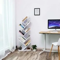 VASAGLE Étagère à 8 Niveaux Pour Livres En Forme Arbre Bibliothèque En Bois Pour Salon, Bureau, Blanc Par SONGMICS LBC11WTV1 - Blanc -SONGMICS Soldes 16676130 3