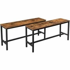 VASAGLE Bancs De Salle à Manger, Lot De 2, Siège Pour Cuisine, Style Industriel, 108 X 32,5 X 50 Cm, Cadre Métallique Durable, Pour Cuisine, Salle à Manger, Salon, Marron Rustique Par SONGMICS KTB33X - Marron Rustique