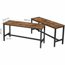 VASAGLE Bancs De Salle à Manger, Lot De 2, Siège Pour Cuisine, Style Industriel, 108 X 32,5 X 50 Cm, Cadre Métallique Durable, Pour Cuisine, Salle à Manger, Salon, Marron Rustique Par SONGMICS KTB33X - Marron Rustique -SONGMICS Soldes 16739955 5