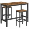 VASAGLE Lot Table Et Chaises De Bar, Table Haute Avec 2 Tabourets De Style Industriel, Pour Cuisine, Salle à Manger, Salon, Marron Rustique Par SONGMICS LBT15X - Marron Rustique -SONGMICS Soldes 16794177 1